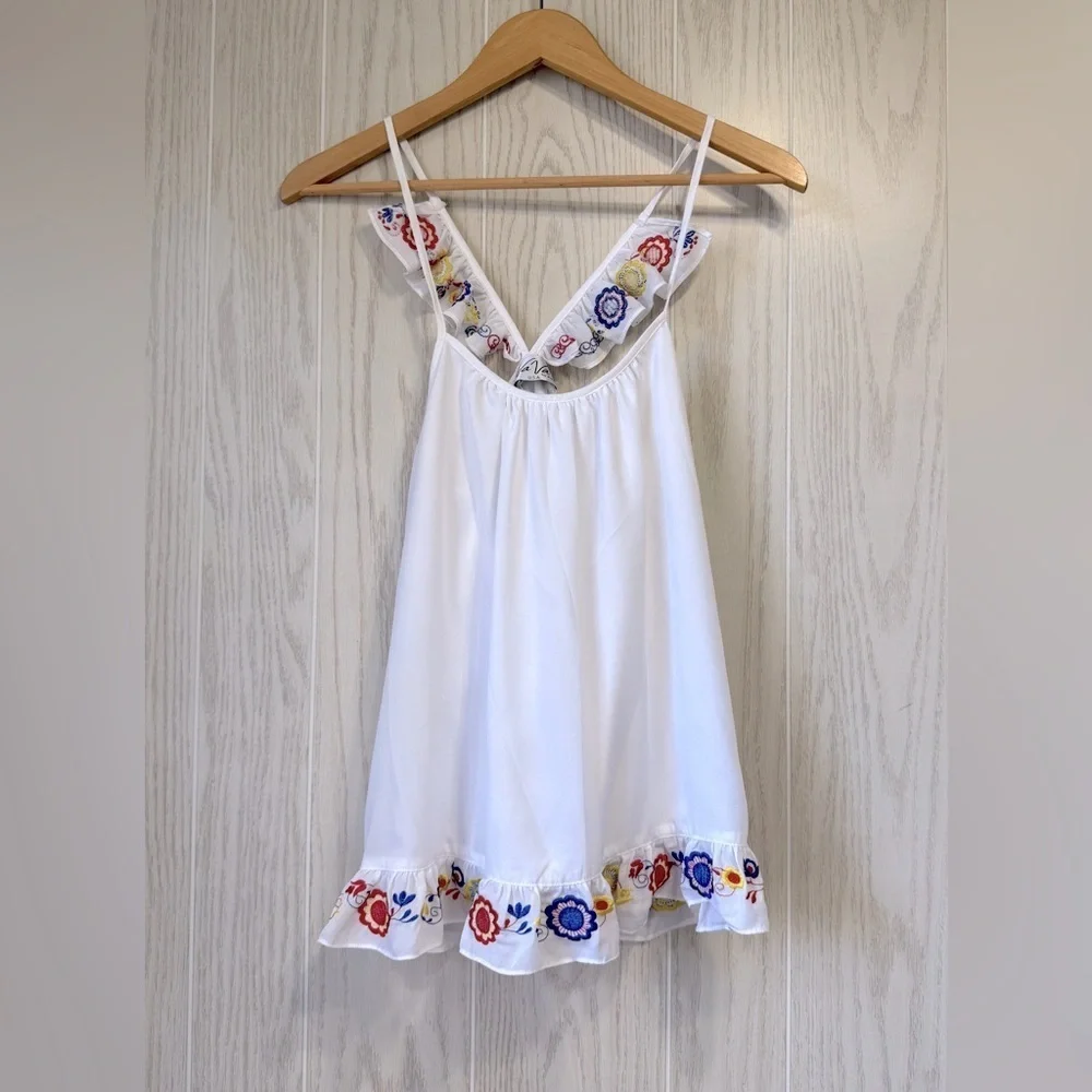 Vava by Joy Han Vada Cami White Floral Boho Top Size S LNC